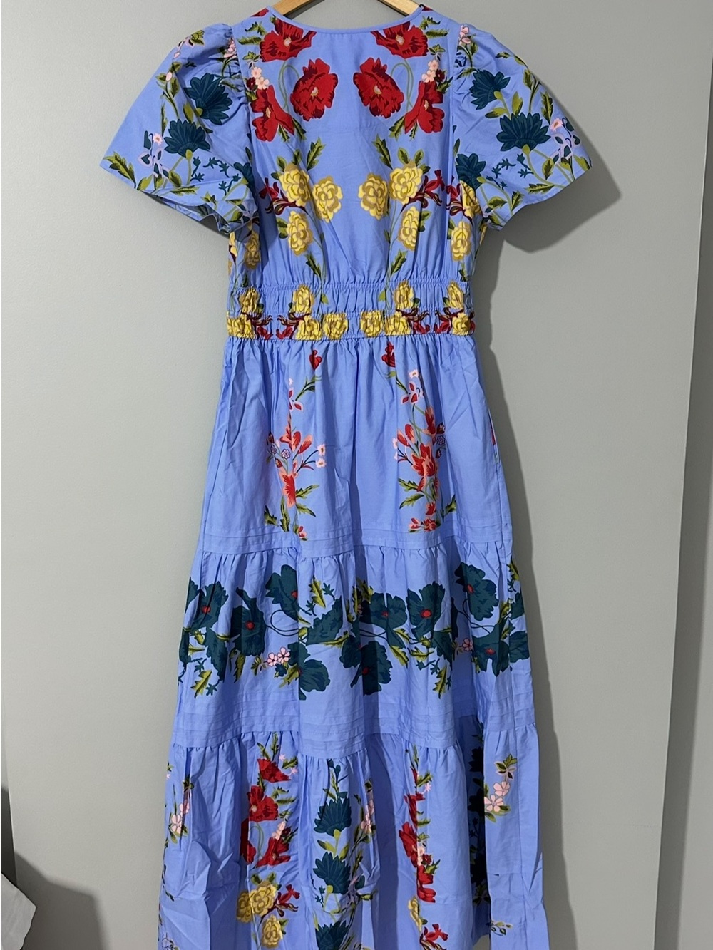 Anthropologie summerset Blue Floral Tiered Midi Dress - Picture 8 of 9